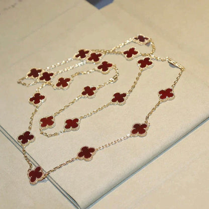 [ROSE]CLOVER 20 MOTIFS CARNELIAN NECKLACE