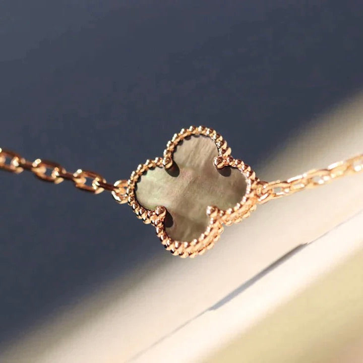 [ROSE]CLOVER 20 MOTIFS DARK MOP DIAMOND  NECKLACE