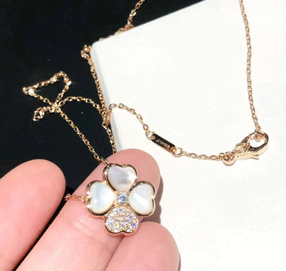 [ROSE]CLOVER MOP DIAMOND ROSE GOLD NECKLACE