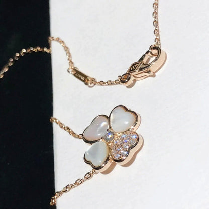 [ROSE]CLOVER MOP DIAMOND ROSE GOLD NECKLACE