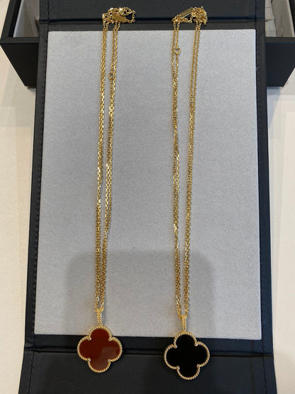 [ROSE]CLOVER 25MM NECKLACE GOLD CARNELIAN