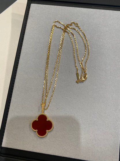 [ROSE]CLOVER 25MM NECKLACE GOLD CARNELIAN