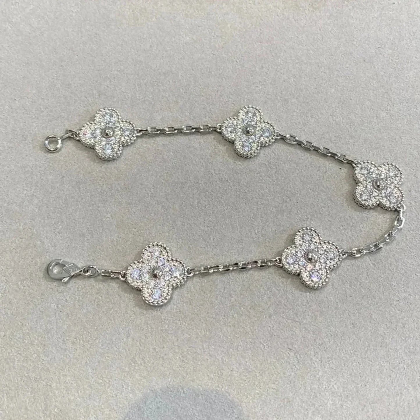 [ROSE]CLOVER 5 MOTIFS  DIAMOND BRACELET SILVER