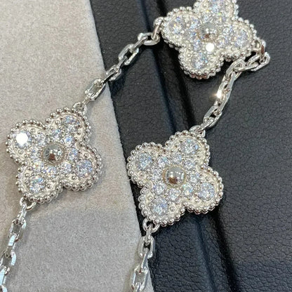 [ROSE]CLOVER 5 MOTIFS  DIAMOND BRACELET SILVER