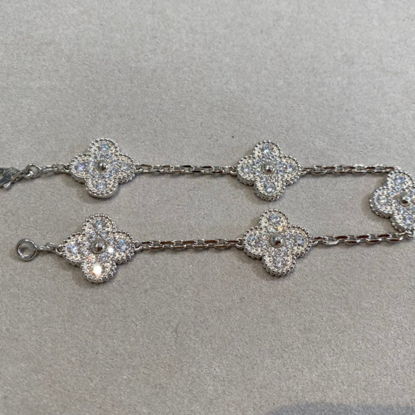 [ROSE]CLOVER 5 MOTIFS  DIAMOND BRACELET SILVER