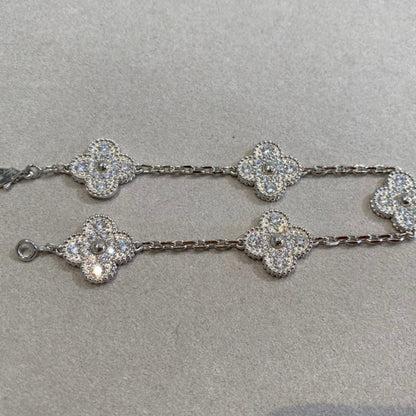 [ROSE]CLOVER 5 MOTIFS  DIAMOND BRACELET SILVER