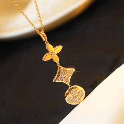 [Rose Jewels]STAR AND SUN DIAMOND PINK GOLD NECKLACE