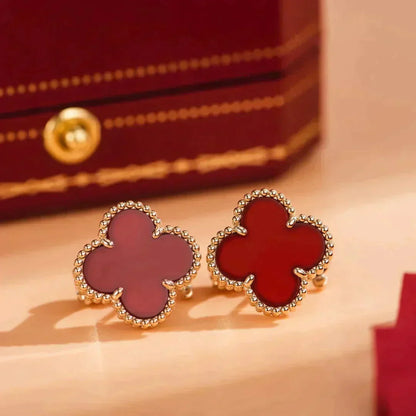 [ROSE]CLOVER MEDIUM 1 MOTIFS CARNELIAN  EARRINGS