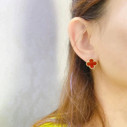 [ROSE]CLOVER MEDIUM 1 MOTIFS CARNELIAN  EARRINGS