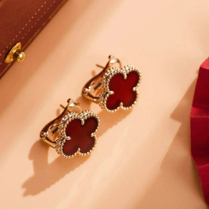 [ROSE]CLOVER MEDIUM 1 MOTIFS CARNELIAN  EARRINGS