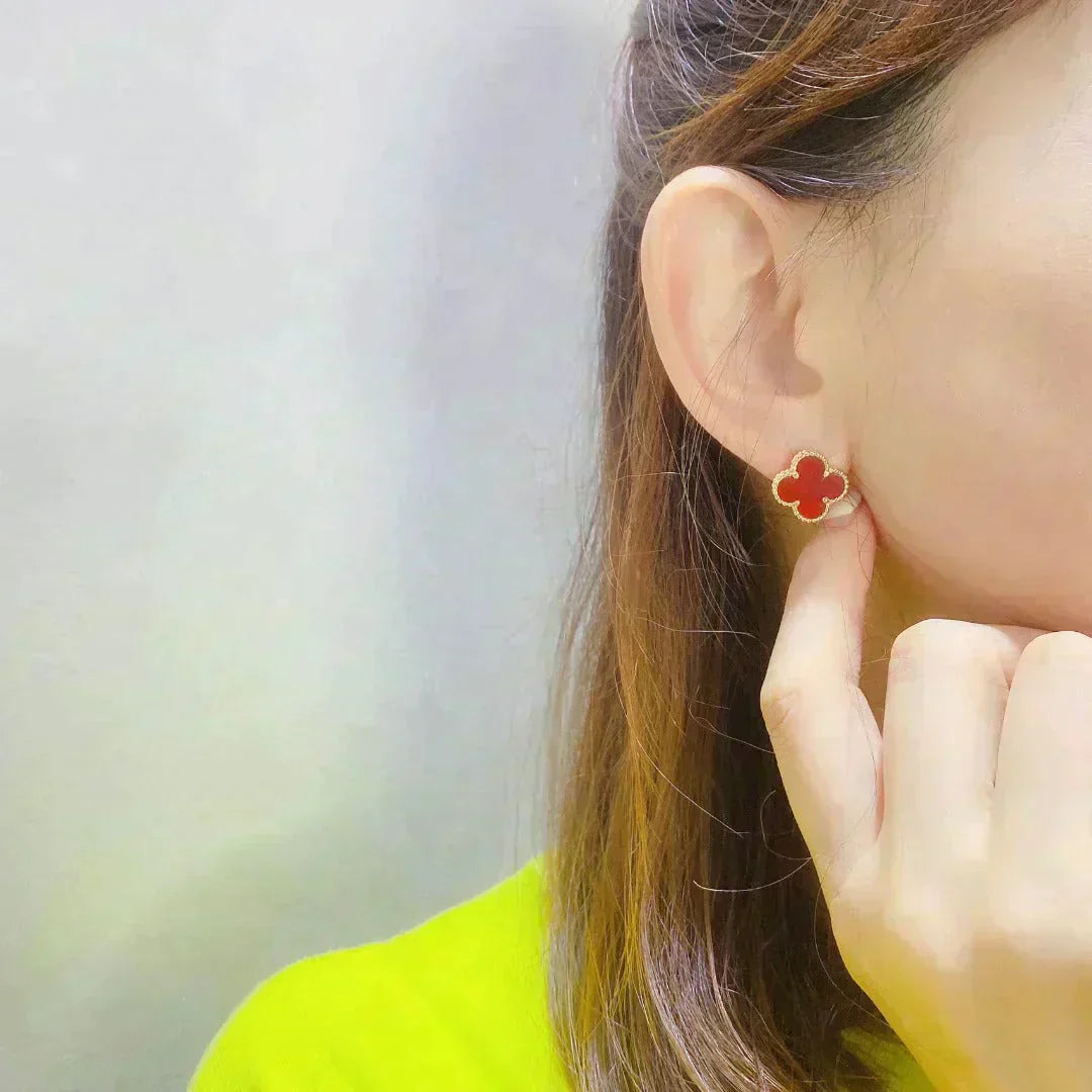 [ROSE]CLOVER MEDIUM 1 MOTIFS CARNELIAN  EARRINGS