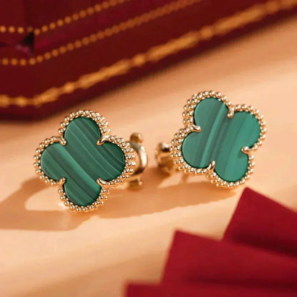 [ROSE]CLOVER MEDIUM 1 MOTIFS MALACHITE  EARRINGS