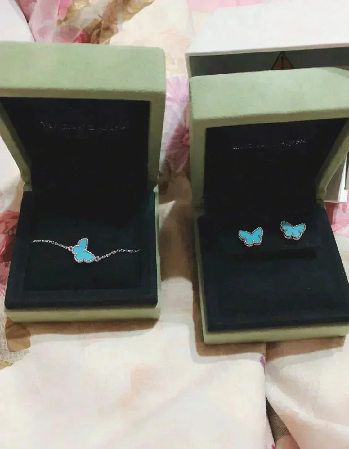 [ROSE]BUTTERFLY TURQUOISE EARRINGS SILVER