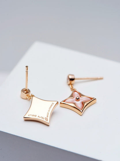 [Rose Jewels] DOPPELSTERNE ROSGOLD-OHRRINGE MIT MOP-MUSTER