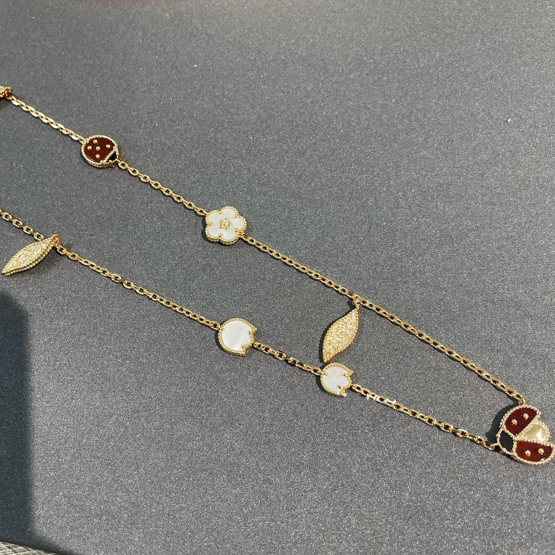 [ROSE]LUCKY SPRING 15 MOTIFS GOLD NECKLACE