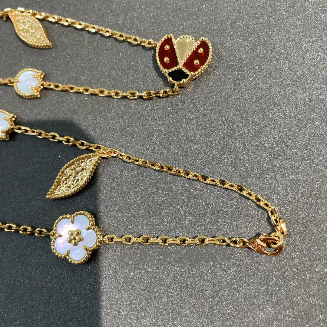 [ROSE]LUCKY SPRING 15 MOTIFS GOLD NECKLACE