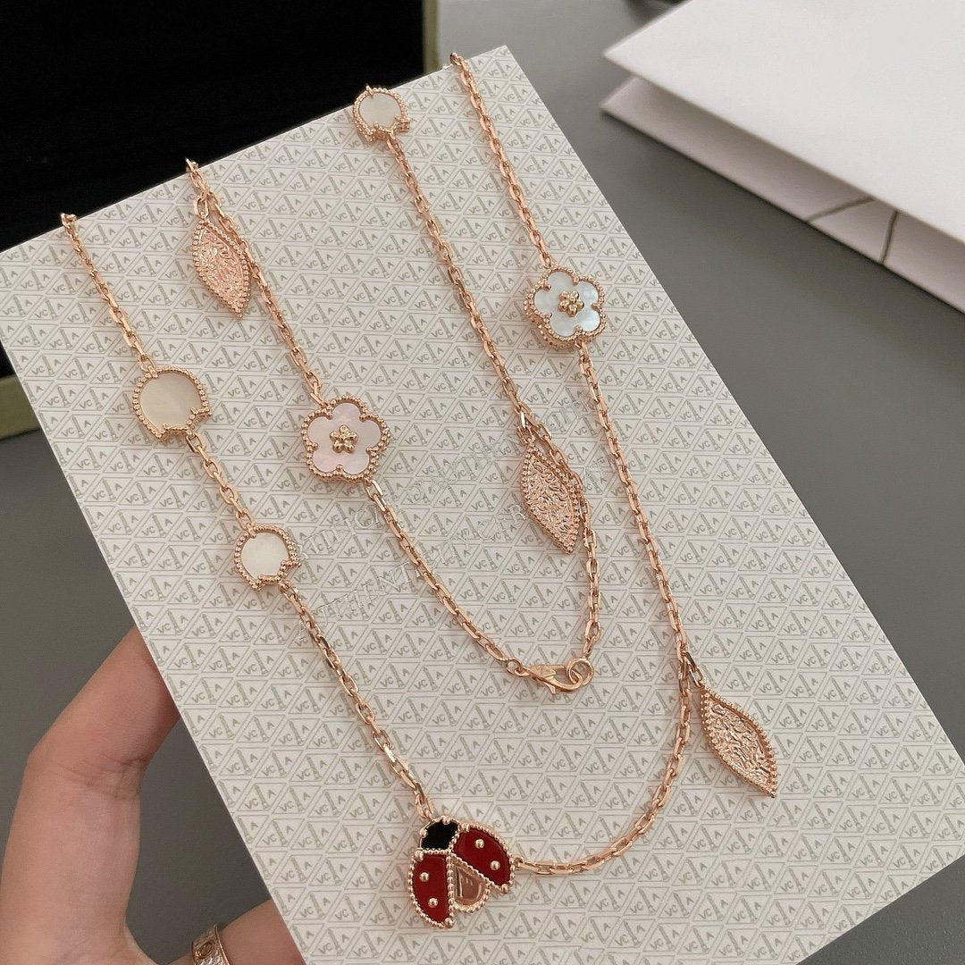 [ROSE]LUCKY SPRING 15 MOTIFS ROSE GOLD NECKLACE