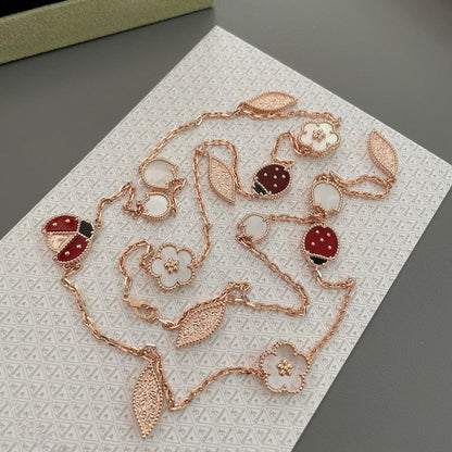 [ROSE]LUCKY SPRING 15 MOTIFS ROSE GOLD NECKLACE