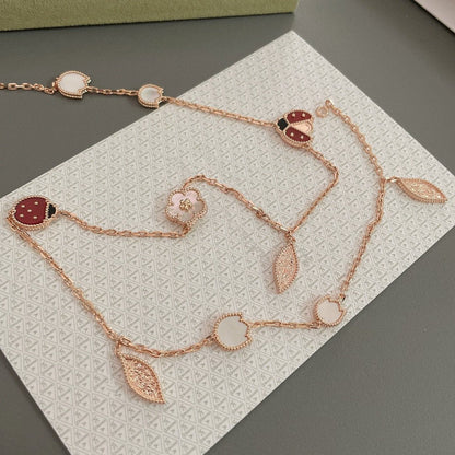 [ROSE]LUCKY SPRING 15 MOTIFS ROSE GOLD NECKLACE