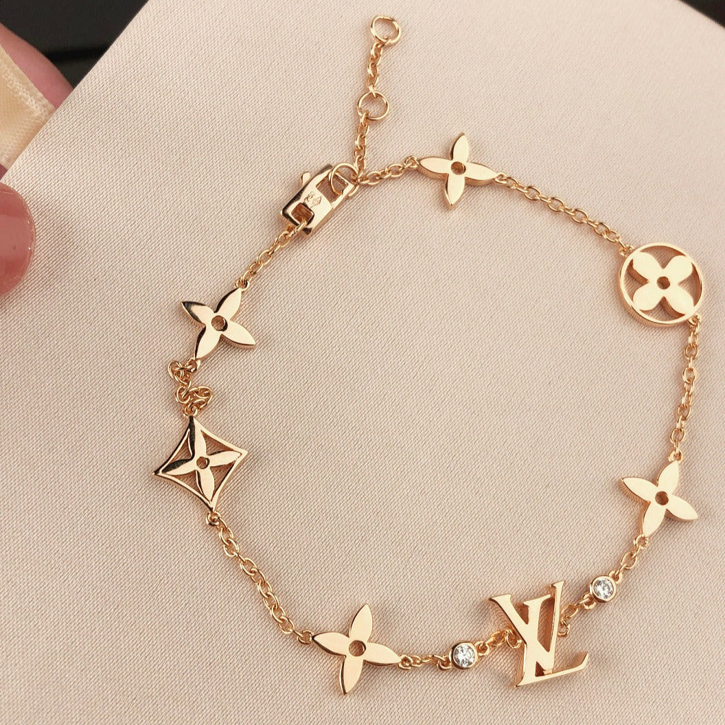 [Rose Jewels]STAR AND SUN 7 MOTIFS GOLD BRACELET