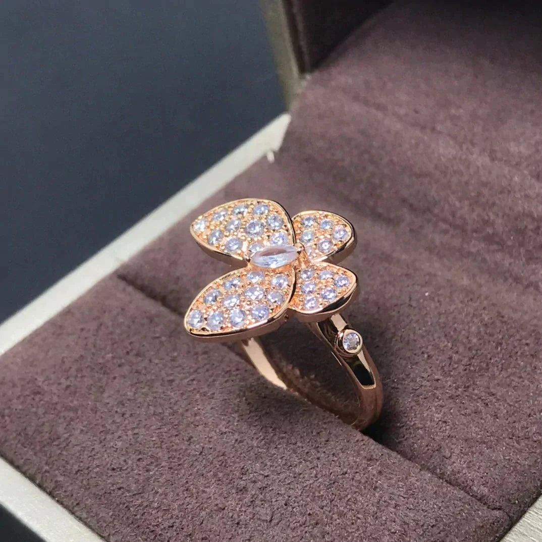 [ROSE]BUTTERFLY PINK GOLD DIAMOND RING