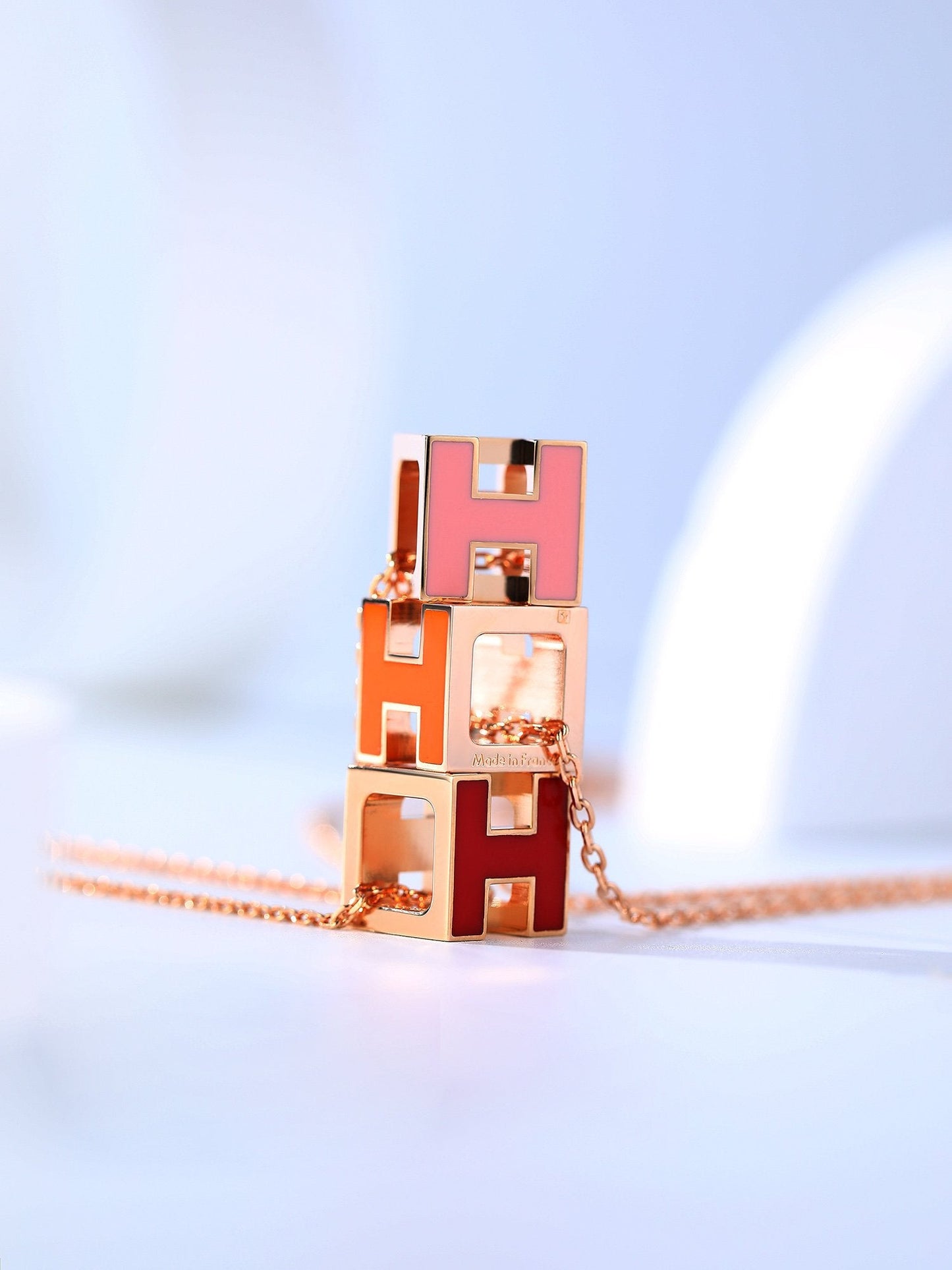 [Rose Jewels]H CAGE PINK GOLD NECKLACE