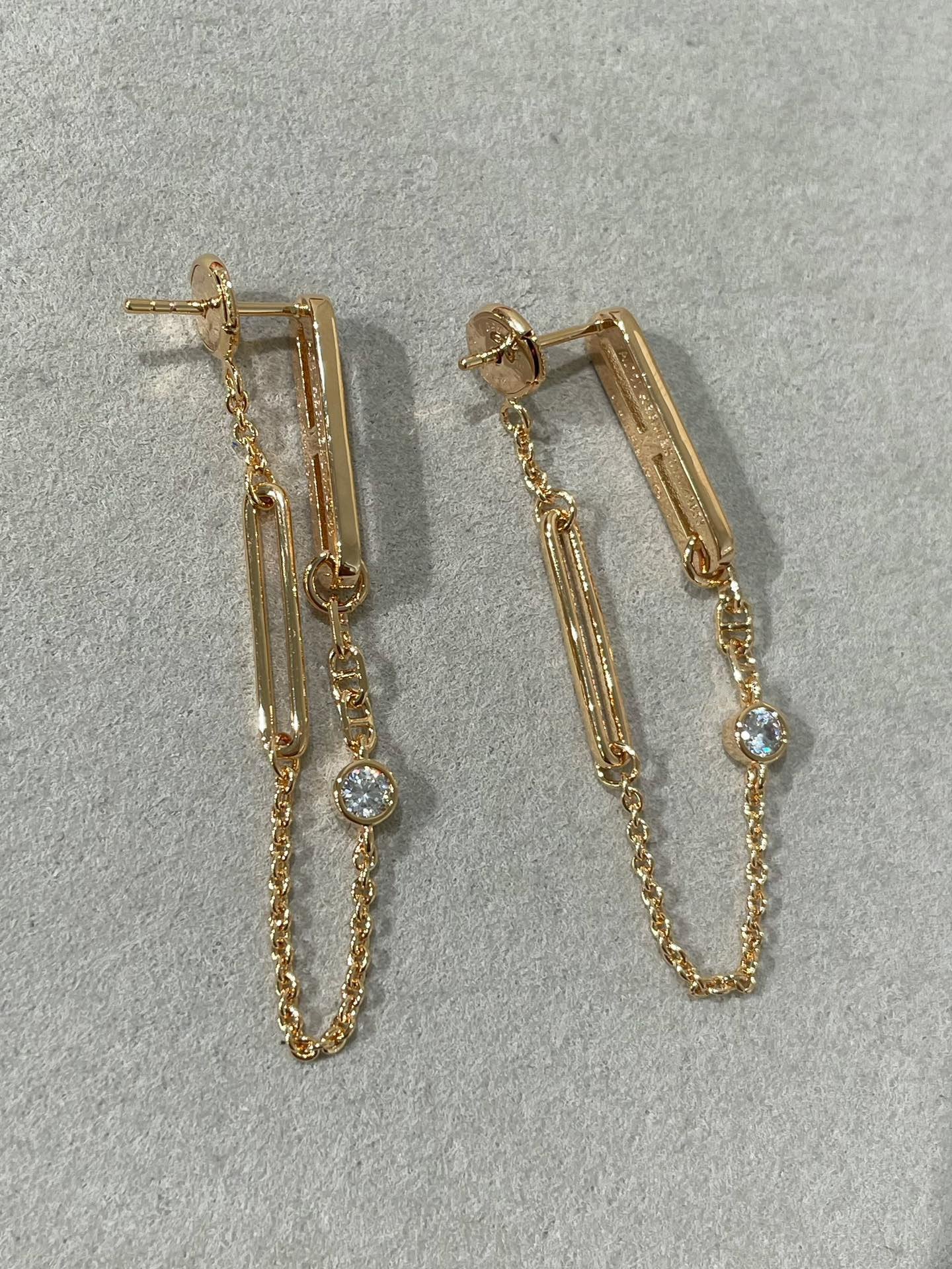 [Rose Jewels]CHAINE CHAOS DIAMOND DROP EARRINGS