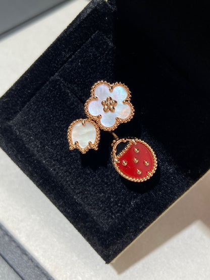 [ROSE]LUCKY 3 MOTIF ROSE GOLD RING