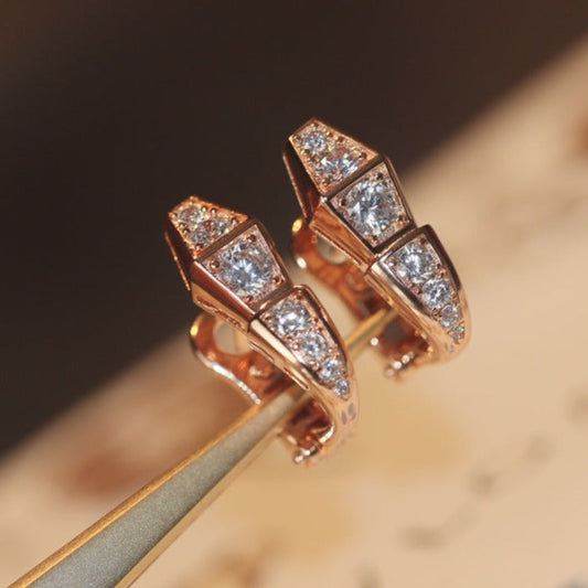 [Rose Jewels]SERPENT PINK GOLD DIAMOND EARRINGS