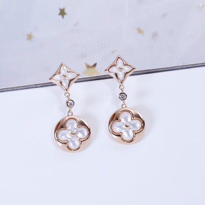 [Rose Jewels]STAR AND SUN PINK GOLD MOP DROP EARRINGS