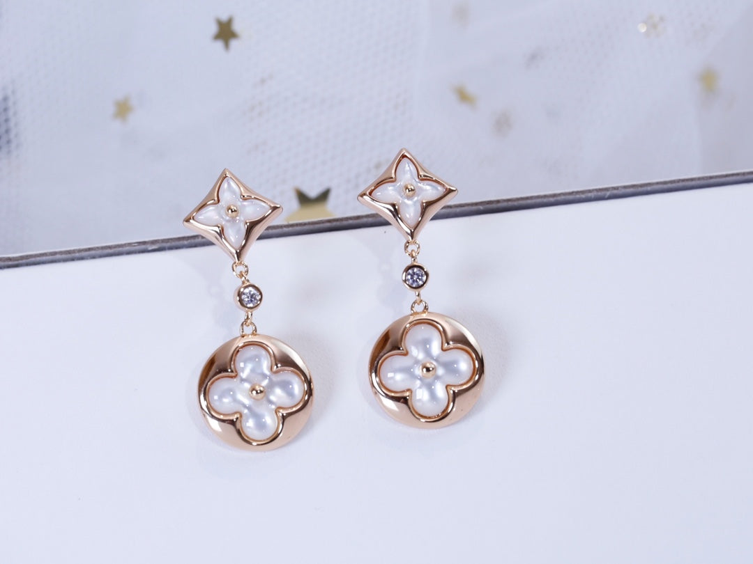 [Rose Jewels]STAR AND SUN PINK GOLD MOP DROP EARRINGS