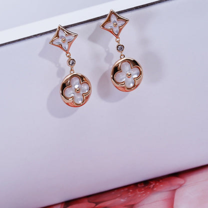 [Rose Jewels]STAR AND SUN PINK GOLD MOP DROP EARRINGS