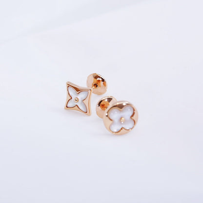 [Rose Jewels]Ohrstecker mit Stern und Sonne, Roségold, Perlmutt