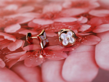 [Rose Jewels]Ohrstecker mit Stern und Sonne, Roségold, Perlmutt