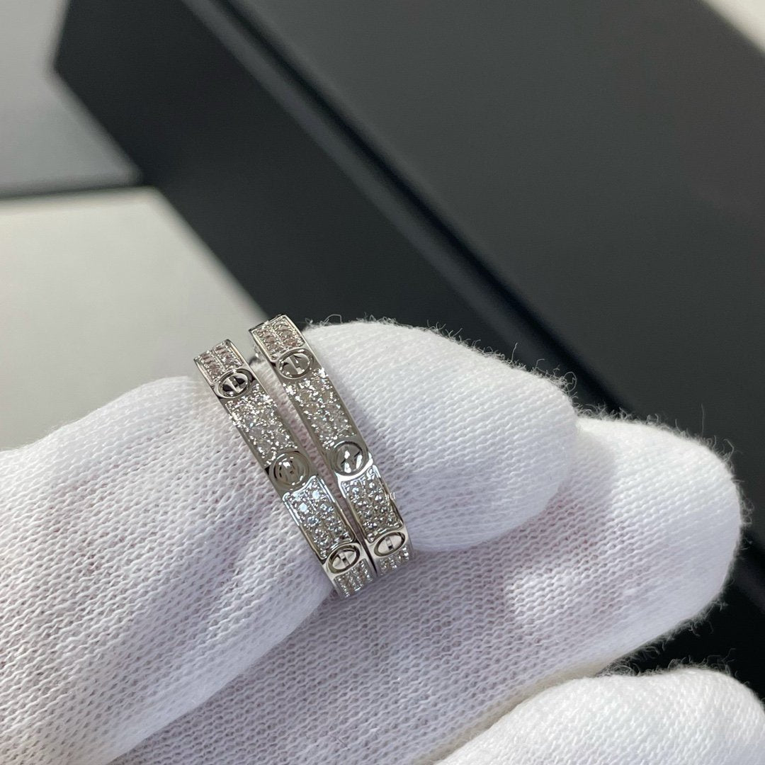 [ROSE]LOVE DIAMOND SILVER HOOP EARRINGS