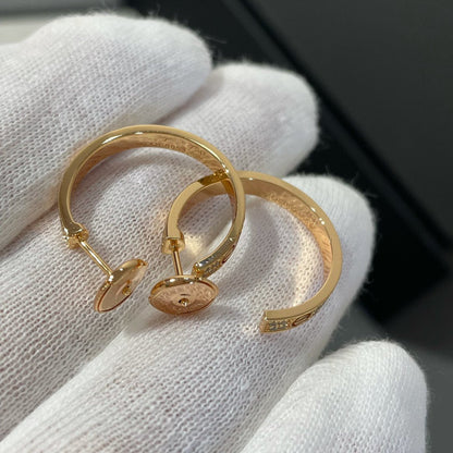 [ROSE]LOVE DIAMOND PINK GOLD HOOP EARRINGS