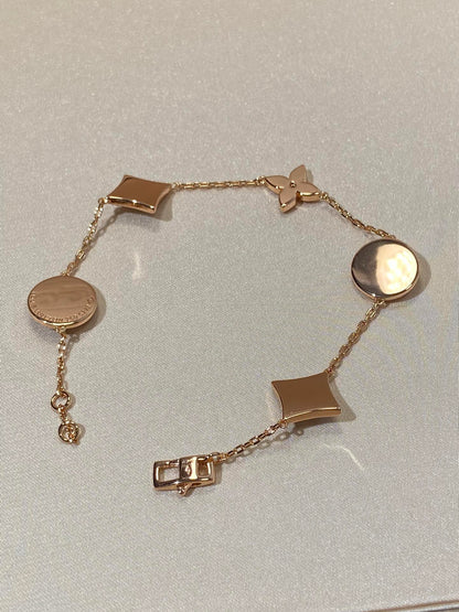 [Rose Jewels]Armband mit Stern und Sonne, 5 Motiven, Perlmutt, Roségold