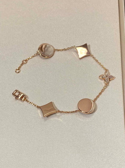 [Rose Jewels]Armband mit Stern und Sonne, 5 Motiven, Perlmutt, Roségold