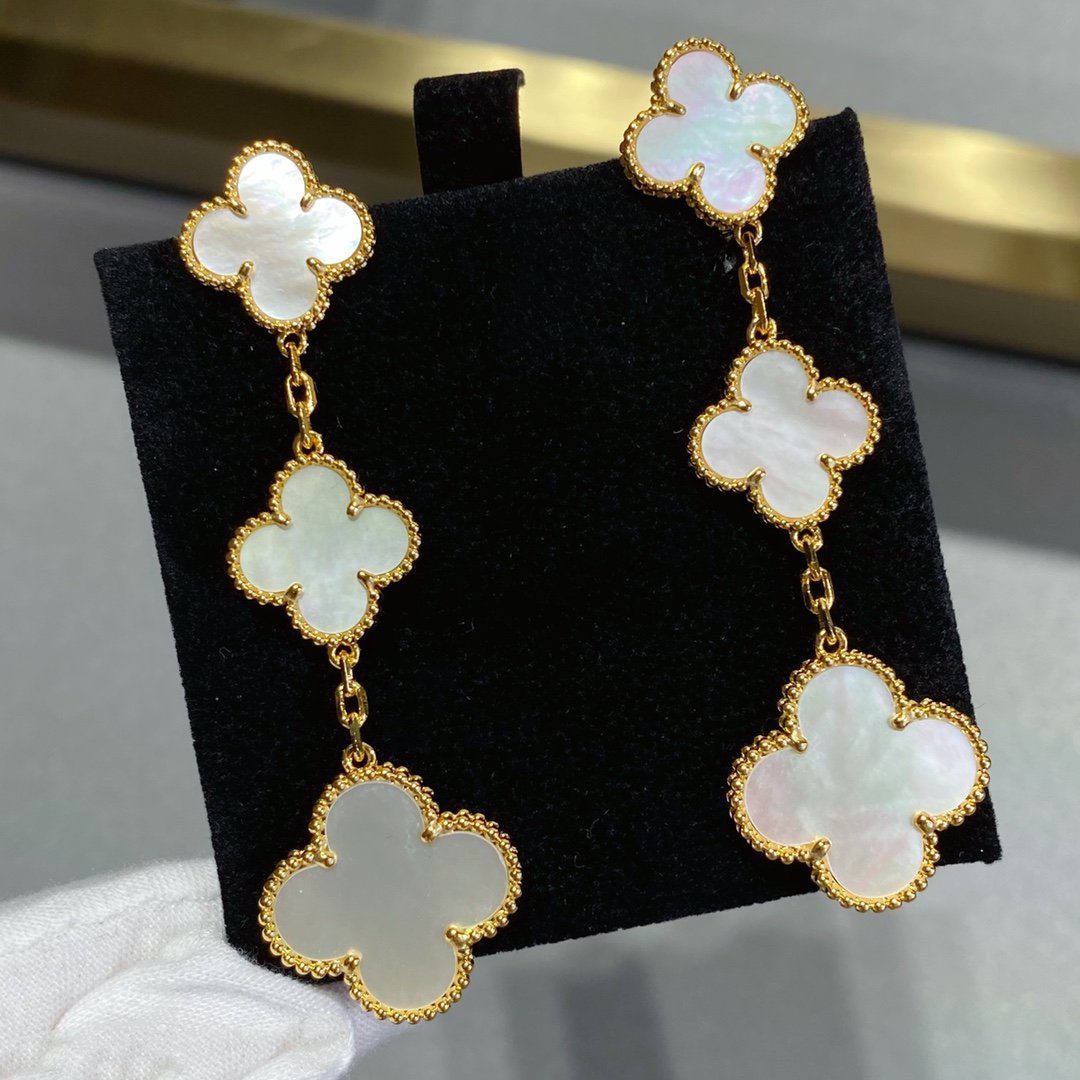 [ROSE]CLOVER MOP 3 MOTIFS GOLD EARRINGS