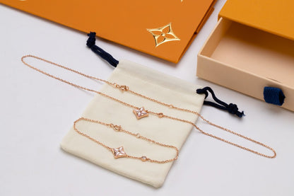 [Rose Jewels] STAR PINK MOP 1 DIAMOND PINK GOLD NECKLACE