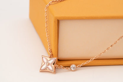 [Rose Jewels] STAR PINK MOP 1 DIAMOND PINK GOLD NECKLACE