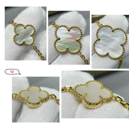 [ROSE]CLOVER 16 MOTIF WHITE MOP GOLD NECKLACE