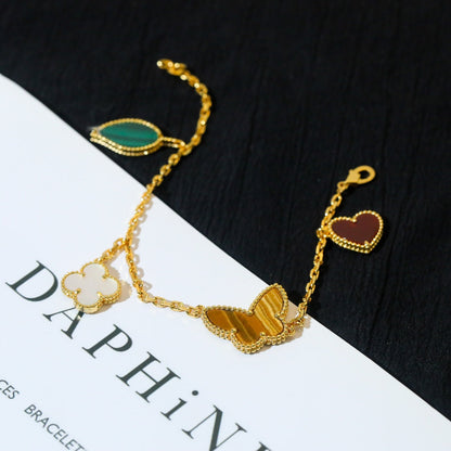 [ROSE]LUCKY SPRING 5 MOTIF GOLD BRACELET