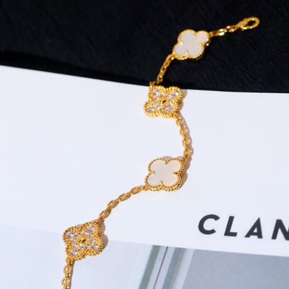 [ROSE]CLOVER BRACELET 5 MOTIF WHITE MOP DIAMOND