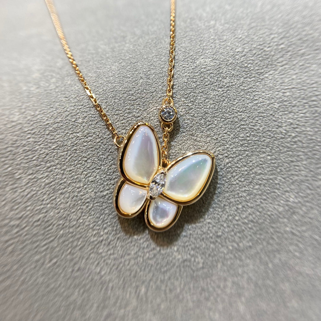 [ROSE]BUTTERFLY MOP DIAMOND NECKLACE