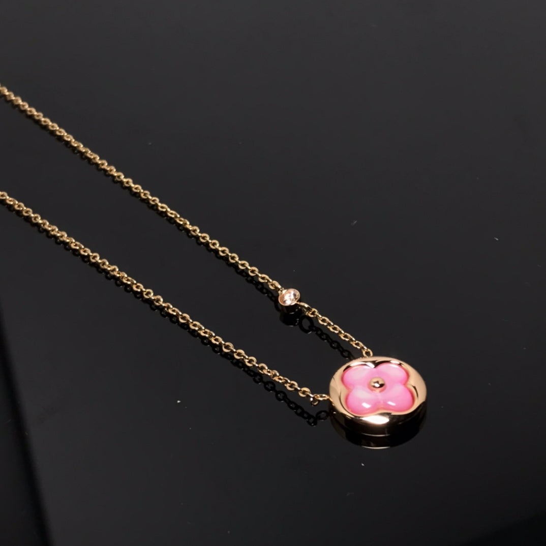 [Rose Jewels]LV FARBE BLOSSOM PINK MOP SUN GOLD HALSKETTE