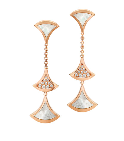 [Rose Jewels]DREAM EARRINGS 3 MOTIFS DIAMOND MOP PINK GOLD