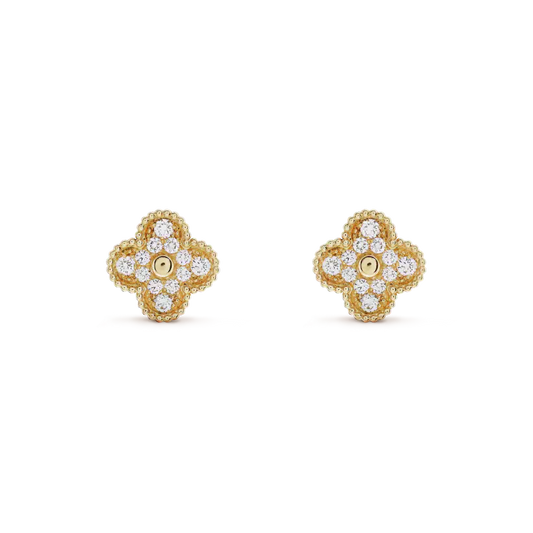 [ROSE]CLOVER MEDIUM 1 MOTIFS FUll DIAMOND EARRINGS