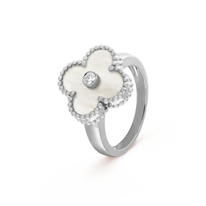 [ROSE]CLOVER SILVER MOP DIAMOND RING