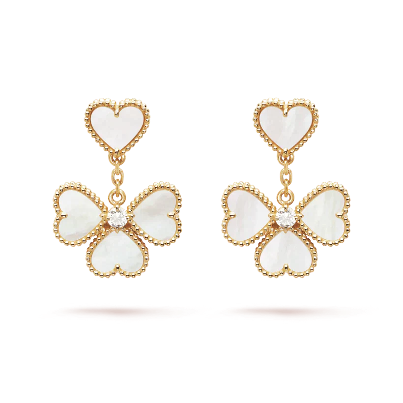 [ROSE]CLOVER SWEET WHITE MOP EARRINGS